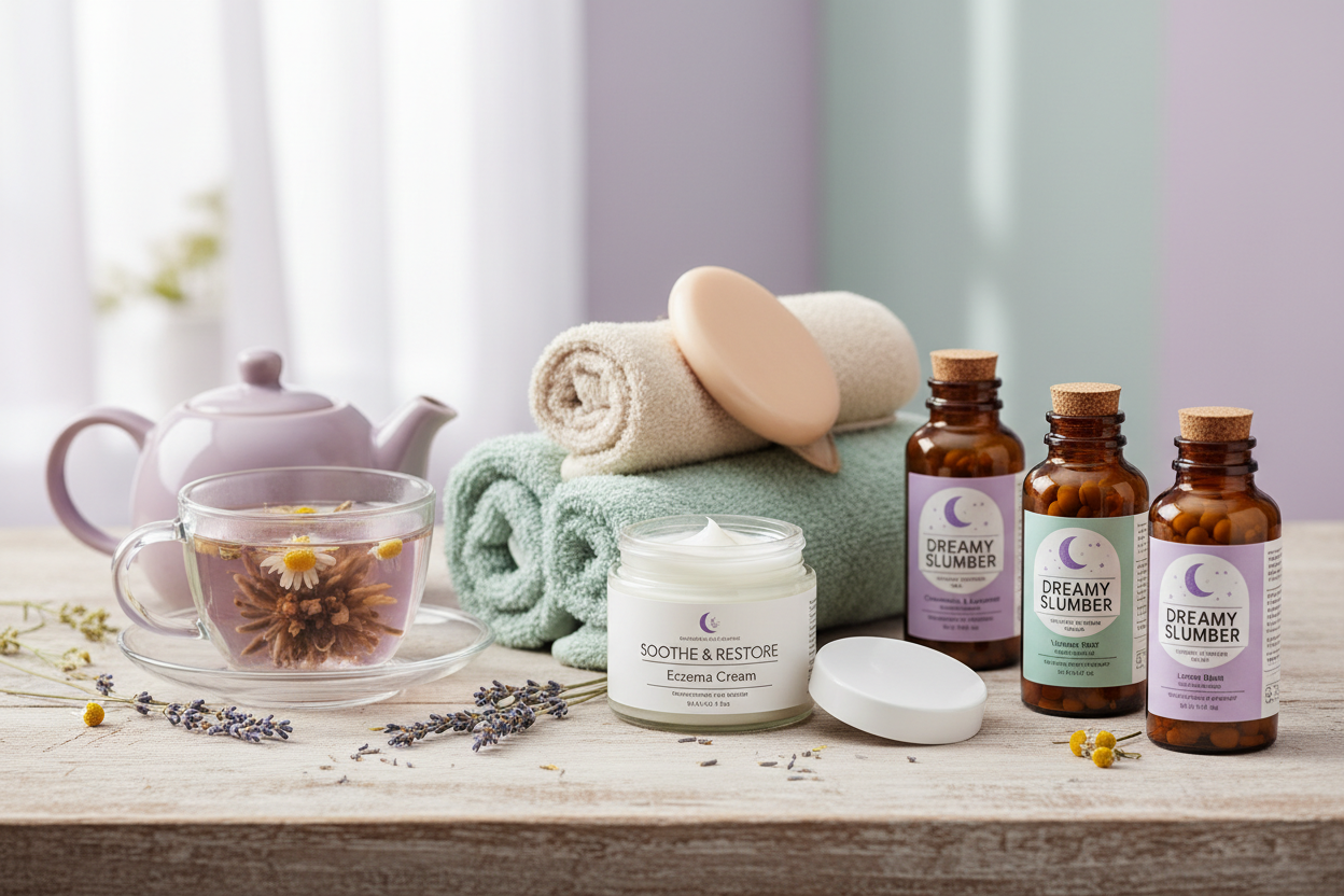 Calm Your Skin and Mind: Eczema Care, Flower Tea, and Better Sleep Supplements