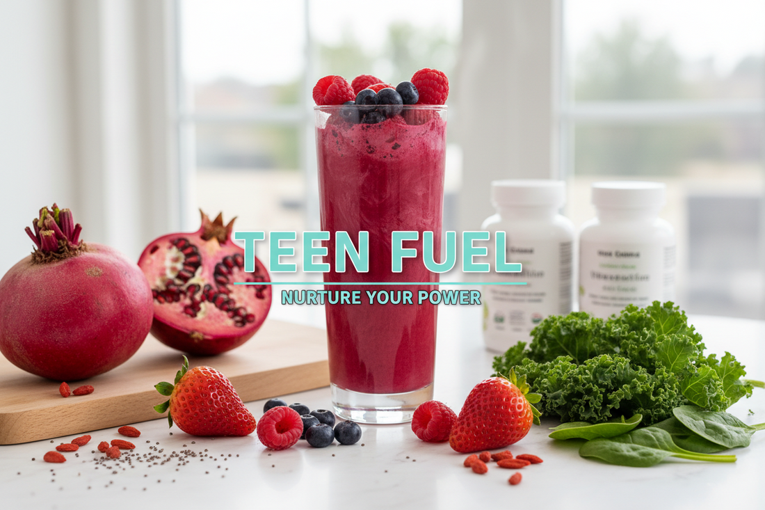 Teen Health and Nutritional Support with Organifi Red Juice Powder, Superfoods Organic Vegan Powder, and Vitamins & Minerals for Teens