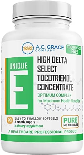 UNIQUE E A.C. Grace Company, Tocotrienols - Tocopherol Free Softgels, 90 Count