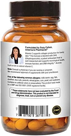 100% Natural Vitamin C from Acerola Cherry with Lavitol DHQ Dihydroquercetin Plus 250 mg Citrus Bioflavonoids - Whole-Food Vitamin C, No Synthetic Ascorbic Acid and No Additives - 250 mg, 60 Capsules