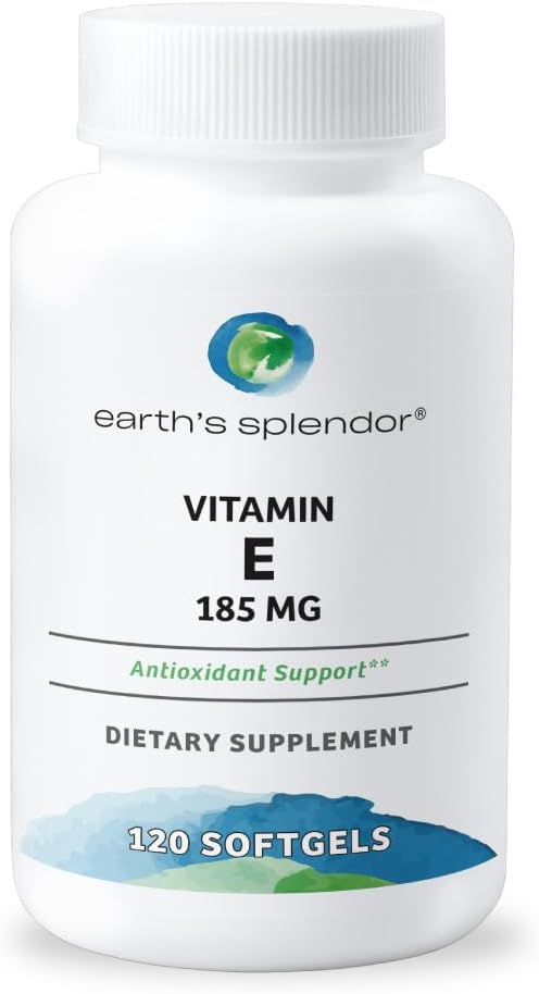 Earth's Splendor Vitamin E, 120 Softgels, 185mg Vitamin E, 4 Month Supply