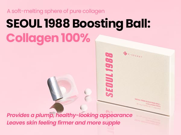 K-SECRET SEOUL 1988 Collagen Boosting Ball – Freeze-Dried 100% Hydrolyzed Collagen | Deep Hydration & Nourishing Care for Fine Lines & Dry Skin | Korean Skincare, 7 Capsules