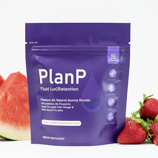 PlanP – Premium All-Natural Diuretic Gummies for Bloating & Water Retention Relief – Plant-Based Formula with Dandelion, Cranberry & Hibiscus – 60 Gummies (30-Day Supply) Made in The USA