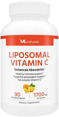 ML Naturals High Potency Liposomal Vitamin C 1,700mg Serving, 90 Vegetable Capsules, High-Potency, Long-Lasting Effect, Gluten-Free