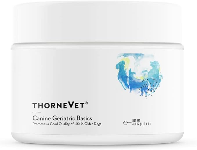 ThorneVET Canine Geriatric Basics – Senior Dog Multi-Vitamin/Mineral Powder Formula Supports Healthy Cognition, Joints, and Eyes, 90 Scoops