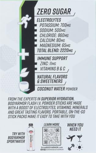 BODYARMOR Flash IV Electrolyte Packets, Cucumber Lime - Zero Sugar Drink Mix, Single Serve Packs, Coconut Water Powder (6 Count) (Pack of 2)