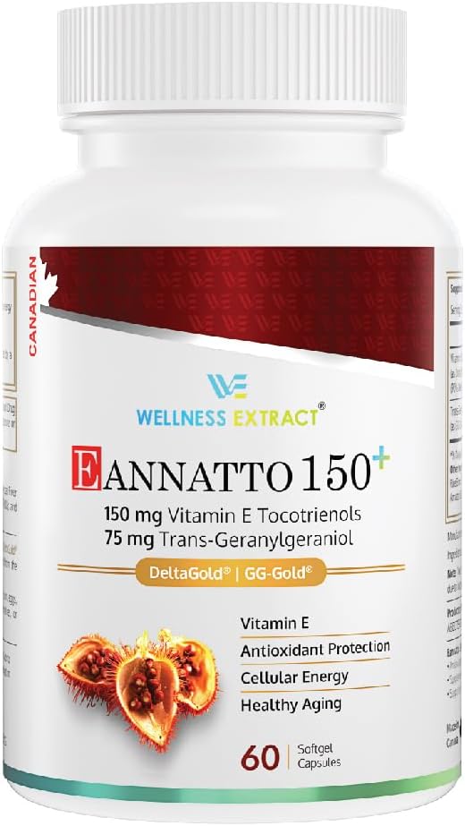 WELLNESS EXTRACT Eannatto 150mg Vitamin E Tocotrienols Supplement with GG - Healthy Aging 60 softgels.