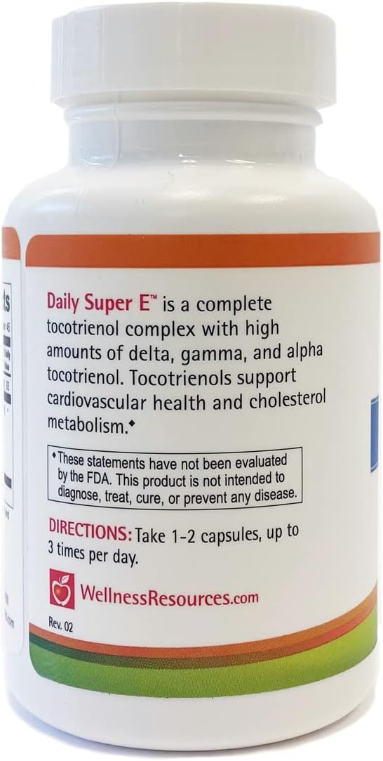 Wellness Resources Daily Super E - Tocotrienol Vitamin E Complex: Soy-Free Full Spectrum Vitamin E with Delta, Gamma & Alpha Tocotrienols for Antioxidant Protection, Natural Source, Non-GMO (90 Caps)