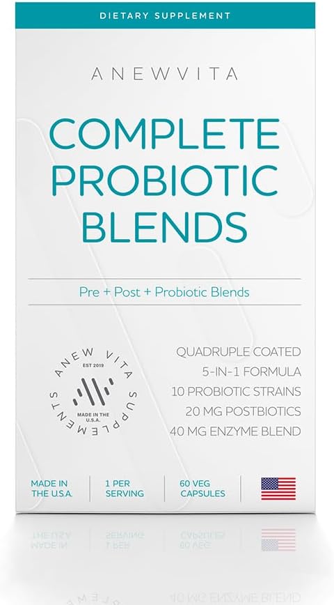 Complete Probiotic Blend: 5-in-1 Digestive Enzymes, Zinc, Postbiotic, Prebiotics and Probiotics for Women & Men, Provitalize for Women Digestive & Gut Health | 10 Strains 20 Billion CFU, 60ct Softgels