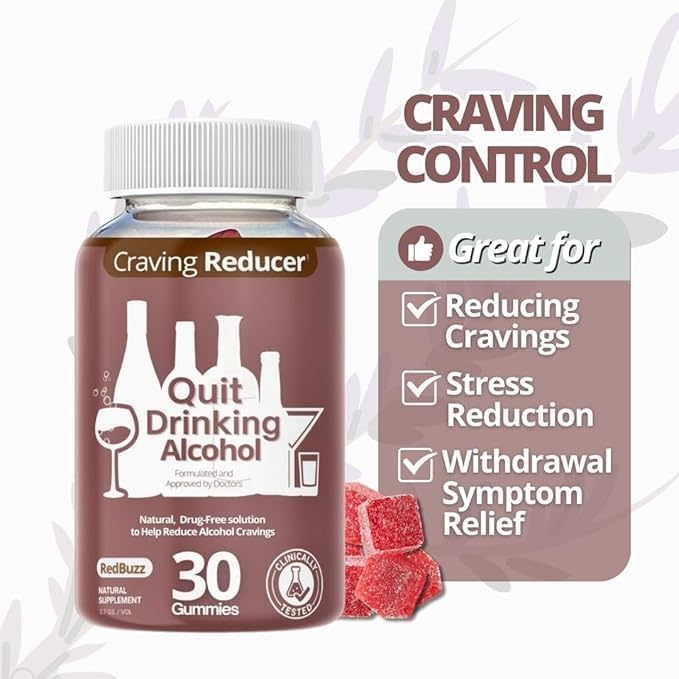 Quit Alcohol Gummies, Anti Alcohol, Support Supplement for Cravings, Liver Health, Kudzu, Milk Thistle, Holy Basil, All Natural Cleanse, Gradual Reduction, Nutrient Replenisher 30 Days