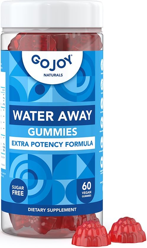 GOJOY Water Away Gummies – Natural Diuretic Support for Water Retention & Hydration Balance – Herbal Formula with Dandelion – 60 Vegan Gummies