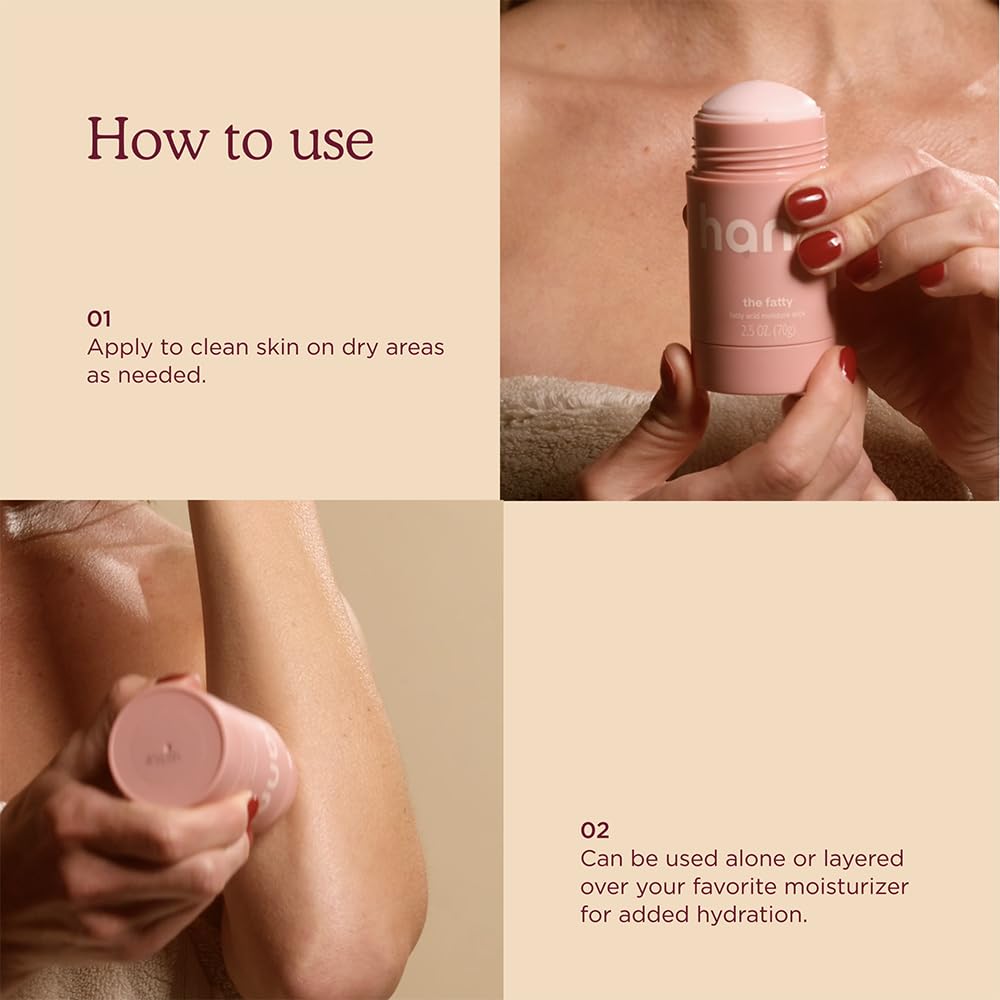 HANNI Fatty Body Moisturizer Stick with Fatty Acids, Travel Size Friendly Solid Lotion for Plumping and Hydration, Fragrance-Free and Safe for Sensitive Skin, 2.5 oz