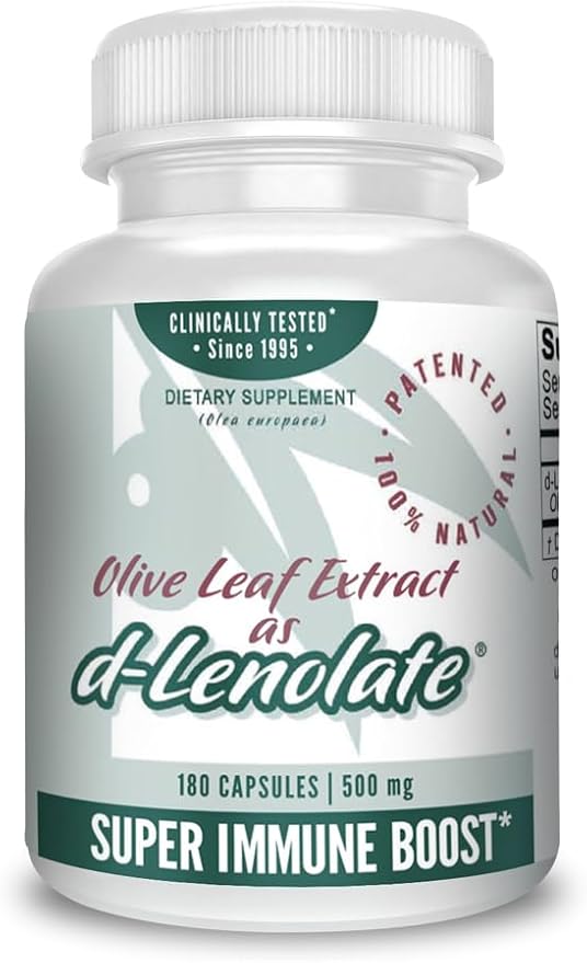 East Park Olive Leaf Extract (OLE) Super Strength d-Lenolate 500mg | 18% or More Oleuropein Immune System Booster | 180 Vegetarian Capsules (Non-GMO)