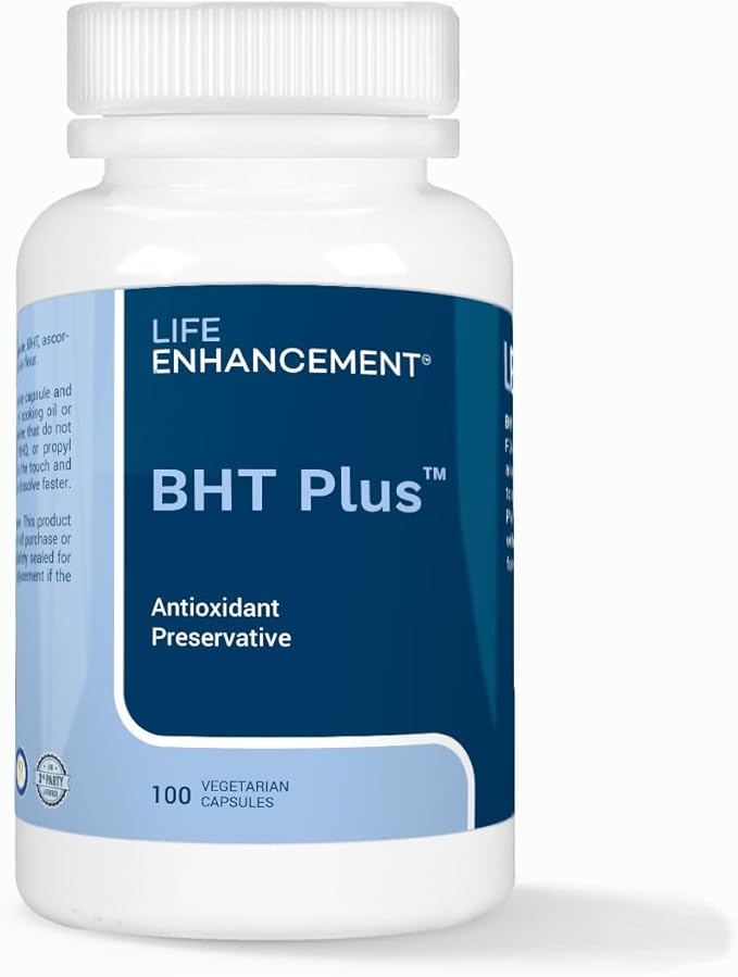 Life Enhancement BHT Plus - Antioxidant Preservative - 180mg BHT and 80mg Vitamin C (Ascorbyl Palmitate) - 100 Serving