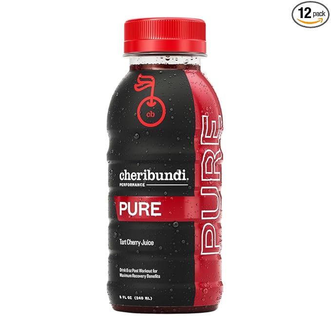 Cheribundi 100% Tart Cherry Juice Pure | Unsweetened Tart Cherry Juice | Athletes Recovery Drink | Promotes Restorative Sleep, Muscle Recovery & Boosts Athletic Performance | 8 floz (12 Pack)