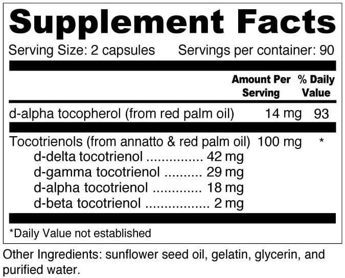 Wellness Resources Daily Super E Tocotrienol Complex - Full Spectrum Vitamin E with Delta, Gamma & Alpha Tocotrienols for Antioxidant Protection, Soy-Free, Natural Source, Non-GMO (180 Caps)