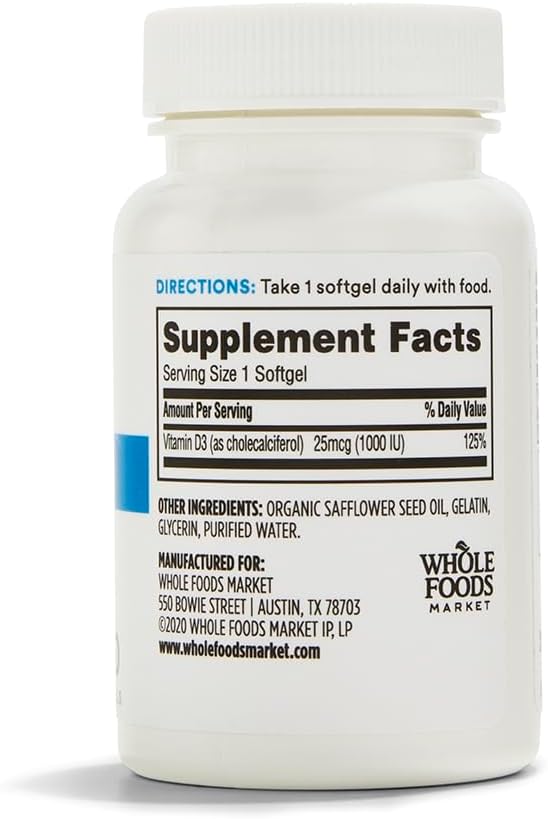 365 by Whole Foods Market, Vitamin D3 1000 IU, 250 Count