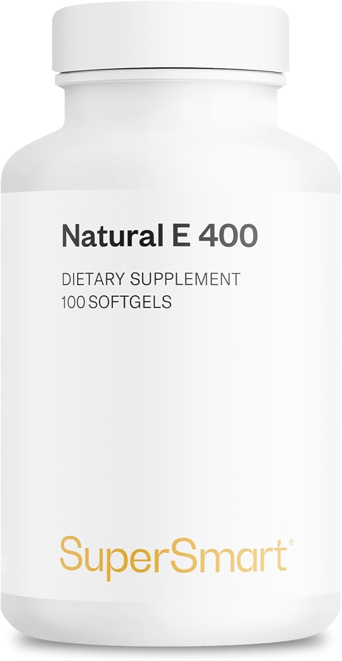 Supersmart Natural E 400 (D-Alpha Tocopherol) 1200IU per Day - High Absorption Vitamin E Supplement | Non-GMO - 100 Softgels