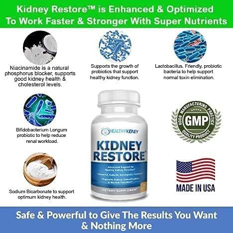 Kidney Cleanse Detox & Repair - Formulated by Kidney Health Expert Living w/Transplant - US Made Kidneys Support Supplement, Detox & Flush - Renal Vitamins 120 Capsules