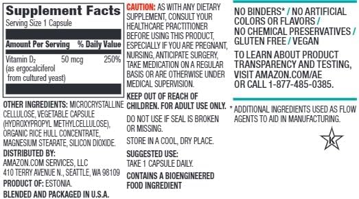 Amazon Elements Vitamin D 2000 IU, 65 Capsules