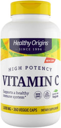 Healthy Origins Vitamin C 1,000 mg (Non-GMO Tested, High Potency, Immune Support, Vegan), 360 Veggie Caps