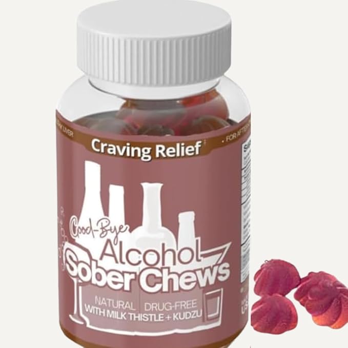 Quit Alcohol Gummies, Anti Alcohol, Support Supplement for Cravings, Liver Health, Kudzu, Milk Thistle, Holy Basil, All Natural Cleanse, Gradual Reduction, Nutrient Replenisher 30 Days