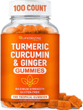 Turmeric Gummies for Adults and Kids | Max Strength Turmeric and Ginger Supplement | Vegan Organic Natural Turmeric Curcumin Gummies for Overall Health | Best Curcumin Supplement with Ginger