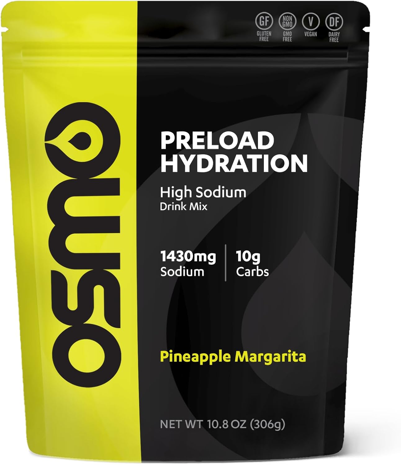 Osmo Preload Hydration Pre Workout Powder - Includes High Sodium Bicarbonate, Magnesium, Potassium, Carbs & Vitamins, Cane Sugar, Natural Ingredients, Beat Cramps & Dehydration - Pineapple Margarita