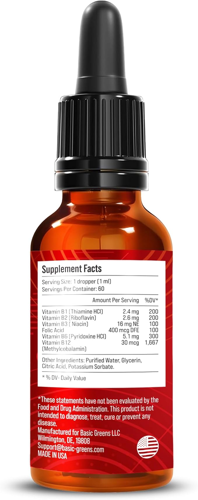 Vitamin B Complex Liquid Drops - Strength Sublingual Formula, Maximizes Absorption & Boosts Energy - B1, B2, B3, B5, B6, B7, B9, B12 - Natural Vegan Supplement for Immunity (B Complex)