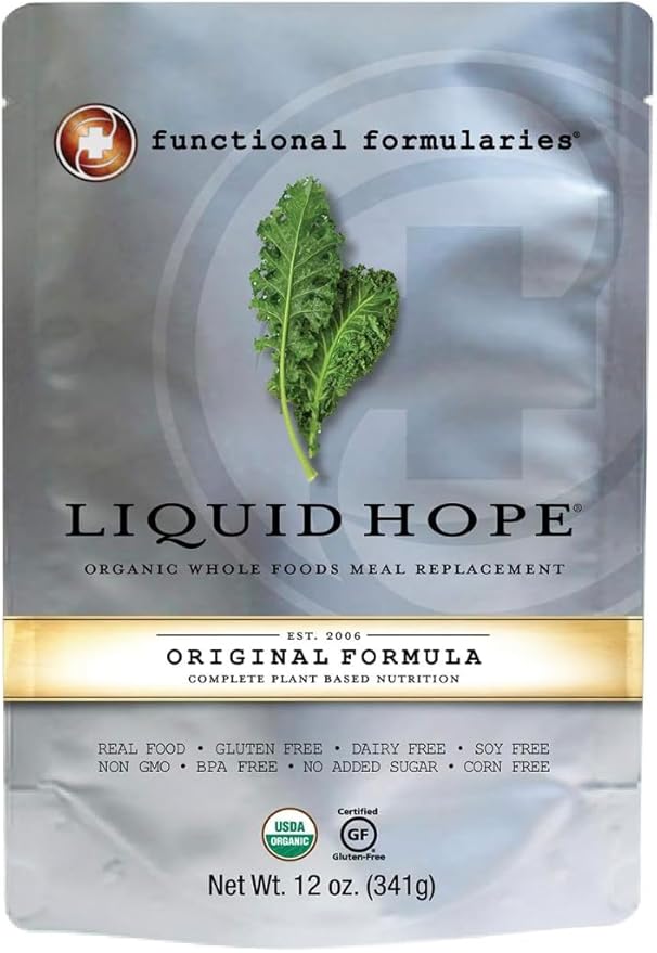 FUNCTIONAL FORMULARIES Liquid Hope Organic Tube Feed Formula, 23g Protein, 8g Fiber, Meal Replacement, 12 Oz (24 Pack)