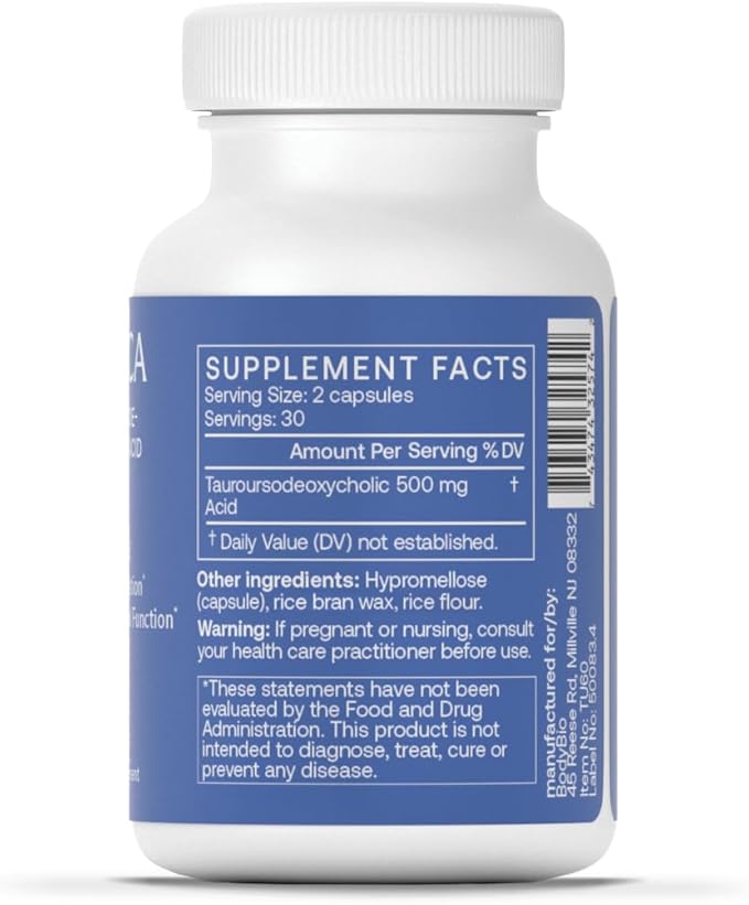 BodyBio TUDCA - Pure Tauroursodeoxycholic Acid Supplement - Support Bile Flow, Fat Metabolism & Liver Detox