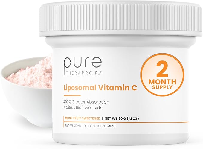 Pure Therapro Rx 100% Liposomal Vitamin C Powder, Patented PureWay Vegan Vitamin C Supplement, Supports Healthy Aging, Immune Function & Collagen Formation, Non-GMO, Made in the USA (30g, 60 Servings)