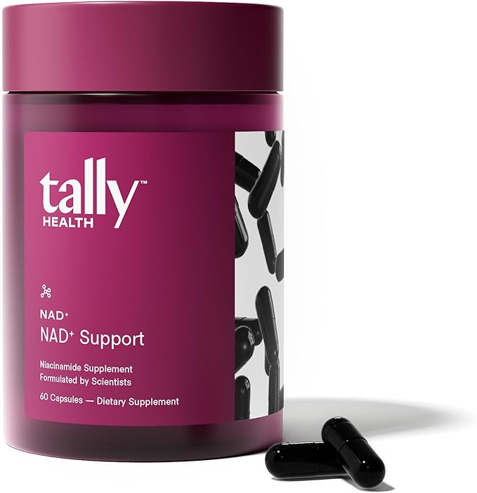 Tally Health NAD+ Supplement – 1000mg Niacinamide | Boosts Cellular Energy, Metabolism & Longevity | Supports Healthy Aging, Skin Hydration & Brain Function | Vegan, Non-GMO, Gluten-Free | 60 Capsules