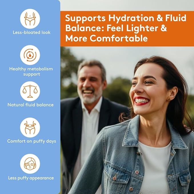 Youth & Tonic Water Weight Away – Herbal Diuretics for Water Retention & Bloating Support – with Potassium & Vitamin B6 for Fluid Balance – 30 Pills for Belly Bloat, Leg & Feet Swelling Support