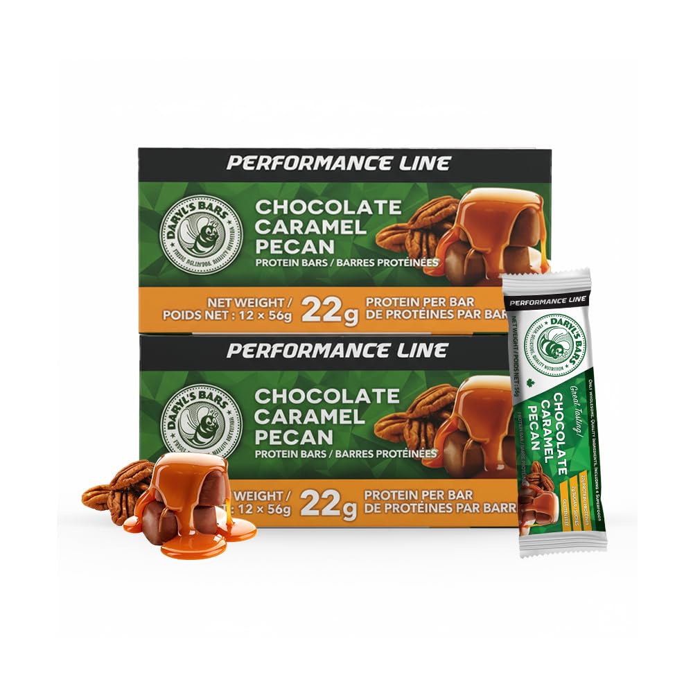 Daryl's Bars, Chocolate Caramel Pecan On the Go Whey Protein Bars, Gluten Free, Low Sugar, Protein Snack, Meal Replacement, Pack of 2