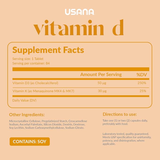 USANA Vitamin D Maximum-Strength 2,000 IU Vitamin D Supplement to Support an Already Healthy Immune System* - 84 Tablets
