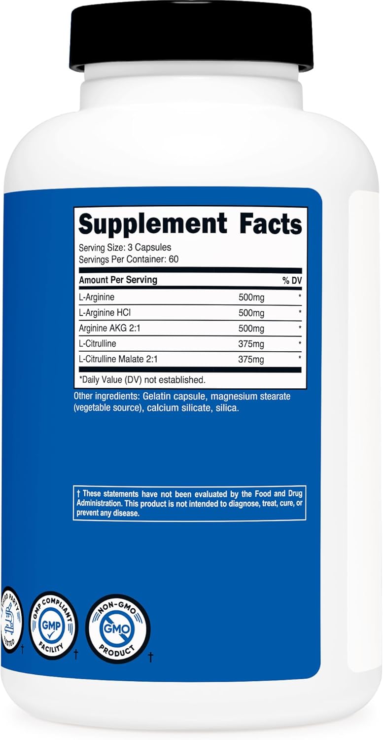 Nutricost Nitric Oxide Booster 2250mg, 180 Capsules - 750mg Per Casule, 60 Servings - Gluten Free and Non-GMO