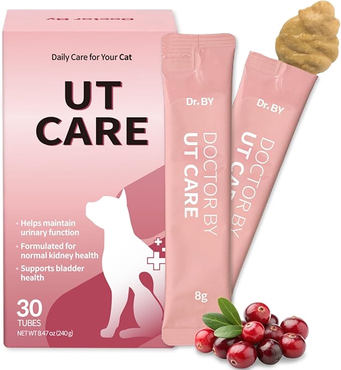Doctor By UT Care Cat UTI Kidney Support Urinary Supplement Cranberry Treatment for Cats Renal Health with Pacran, Quercetin, Taurine lickable Formula Individually Packaged (1 Pack)