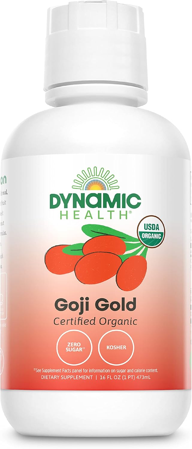 Dynamic Health Organic Goji Gold Pure Juice, No Additives, Vegetarian, BPA Free, 16 Fl oz