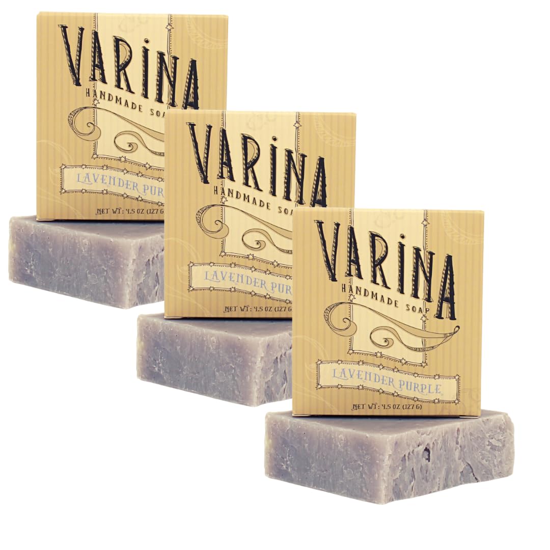 Varina Lavender Purple Bar Soap – Floral Herbal Scent – 3 Pack