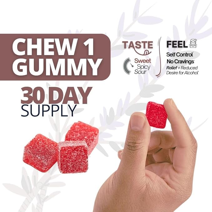 Quit Alcohol Gummies, Anti Alcohol, Support Supplement for Cravings, Liver Health, Kudzu, Milk Thistle, Holy Basil, All Natural Cleanse, Gradual Reduction, Nutrient Replenisher 30 Days