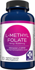 MD Life L-Methylfolate 15 mg Supplement - Professional-Grade Active L Methylfolate Supplement - 30 Capsules - L-Methylfolate 15mg - Maximum Potency MTHFR W/Essential Amino Acids