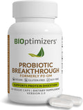 BiOptimizers Probiotic Breakthrough – Lactobacillus Plantarum OM Probiotics & Prebiotics Health Supplement for Gut, Digestive & Immune Support Probiotics for Women Men Elderly– 30 Vegan Capsules