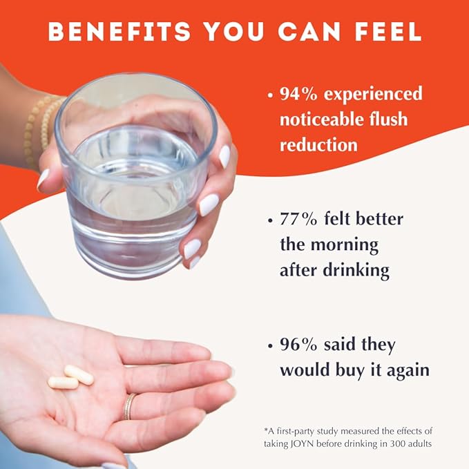 JOYN Supplement for Alcohol Flush Prevention, Detox, Liver Support, Asian Glow Relief | Feel Better Before & After Drinking | Vitamin with DHM, Milk Thistle, Glutathione, Vitamin B12 | 10 Servings