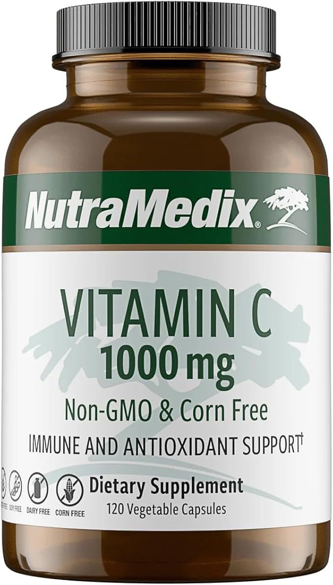 NutraMedix Corn-Free Vitamin C Capsules - Antioxidant & Seasonal Immune Support - Vitamin C Supplement with Ascorbic Acid Sourced from Tapioca - 1000 mg (120 Vegetable Capsules)