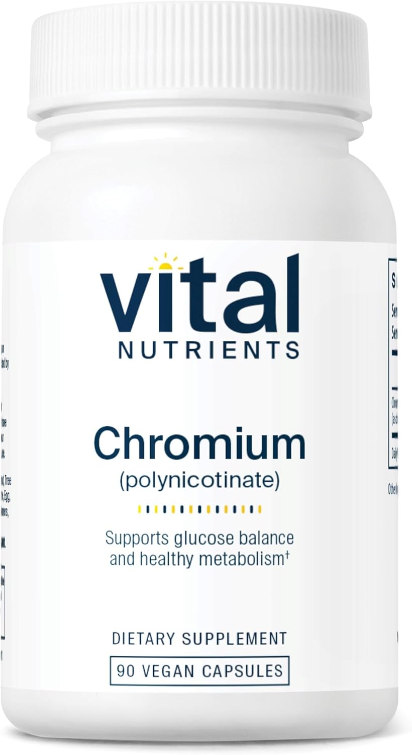 Vital Nutrients Chromium Polynicotinate 200mcg | Chromium Supplements for Healthy Fat and Carbohydrate Metabolism | Cholesterol Maintenance Supplement | Gluten, Dairy, Soy Free | Non-GMO | 90 Capsules