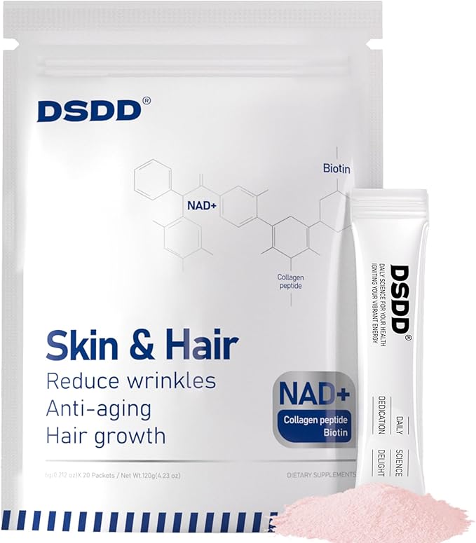 Biotin Supplement for Supports Healthy Hair, Skin & Nails, Hair Growth Vitamins for Women & Men with 1000mcg Biotin, 1000mg NAD, Collagen, Sodium, Non-GMO & No Gluten 20 Servings