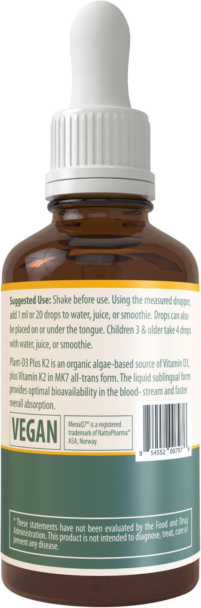 Organic Plant D3 K2 vitamin 10000 iu - AllTrans MK7 from MenaQ7 (120 mcg K2) - 100% Organic & Plant-Based Sublingual D3 Drops 10,000 iu (Cholecalciferol), Vegan - Supports Immunity, Bone, Brain 3-Pack