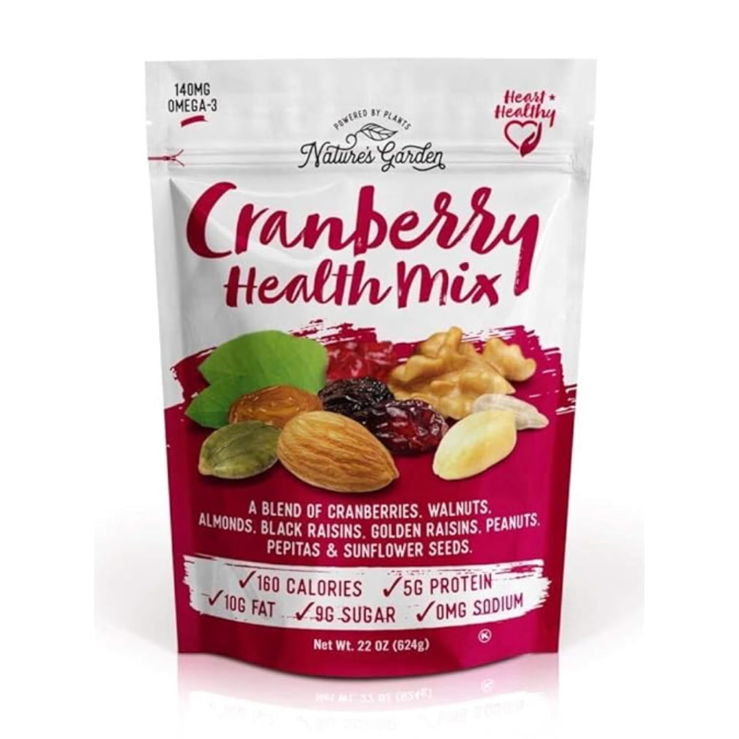 Nature's Garden Cranberry Health Mix – Power Up, Heart Healthy, Gluten Free, Antioxidant Rich, Cholesterol Free, Sodium Free, No Artificial Ingredients – 22 Oz Bag (Pack of 1)