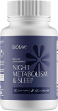 BIOMA Night Metabolism & Sleep - Supports Digestion, Energy Metabolism & Restful Sleep with Melatonin, Vitamin D, Magnesium & More - 60 Capsules (30-Day Supply)